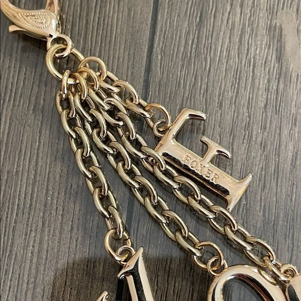 FOXER Gold-tone Fox Letter & Butterfly Keychain Bag Charm